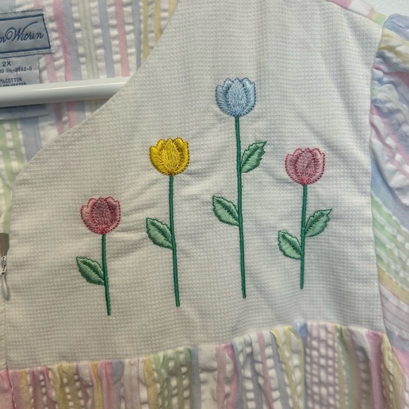 Woman Within Seersucker Zip Front Embroidered Nightgown Mumu House Dress Size 2X - Picture 4 of 10